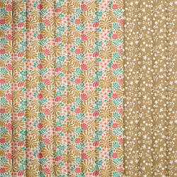 Algodón acolchado estampado BOEZI Verde / Rosa